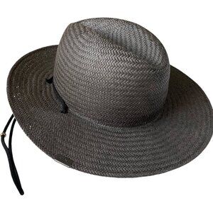 Kin The Label Gray Straw Sun Hat with Chin Strap